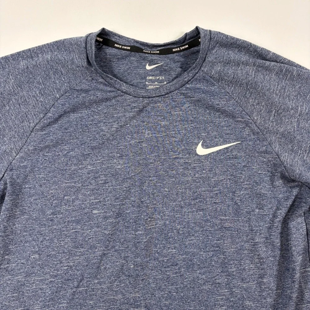 Nike Swim Shirt Mens Medium Dri-FIT UPF 40+ Heathered Blue Performance